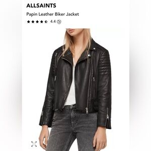 All Saints Papin Leather Biker Jacket Size 0